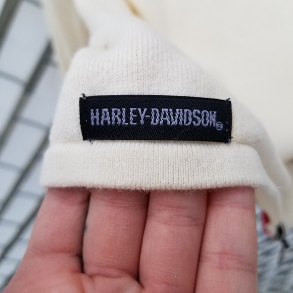 Harley-Davidson two way zipper cream knit zip up sweater M - Picture 9 of 10